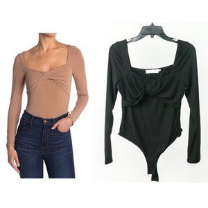 NWT ASTR Black Twist Front Long Sleeve Bodysuit